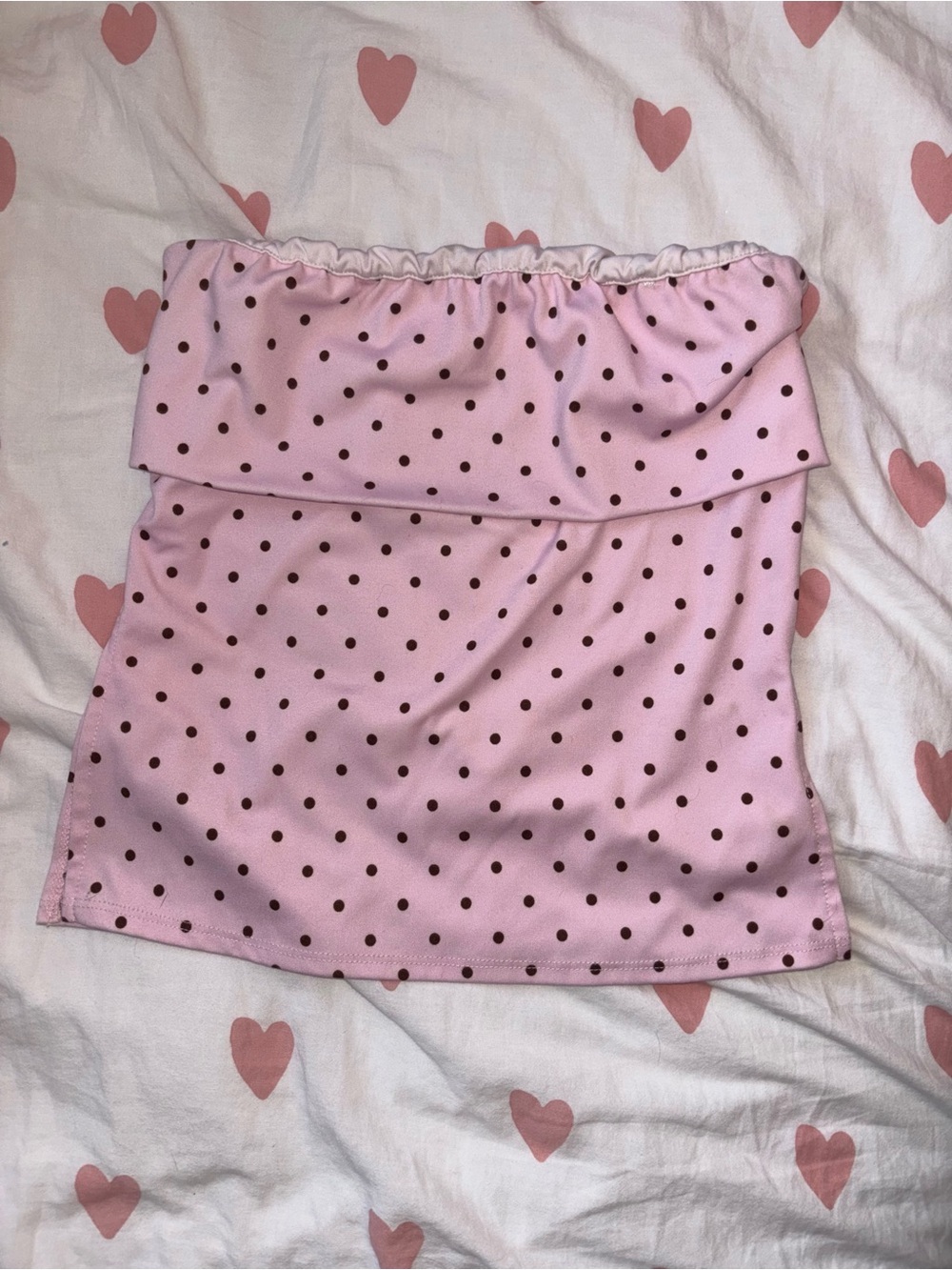 gaze Pink Tube Skirt with Brown Polka Dots